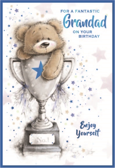BIRTHDAY CARDS,Grandad 6`s Teddy in Trophy