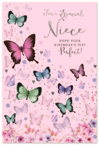 BIRTHDAY CARDS,Niece 6`s Butterflies