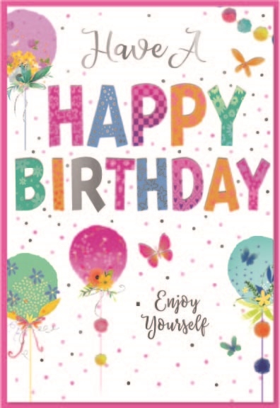 BIRTHDAY CARDS,Female 6`s Balloons & Butterflies