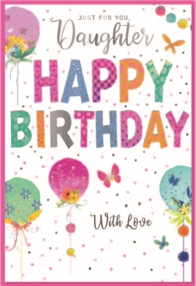 BIRTHDAY CARDS,Daughter 6`s Balloons & Butterflies