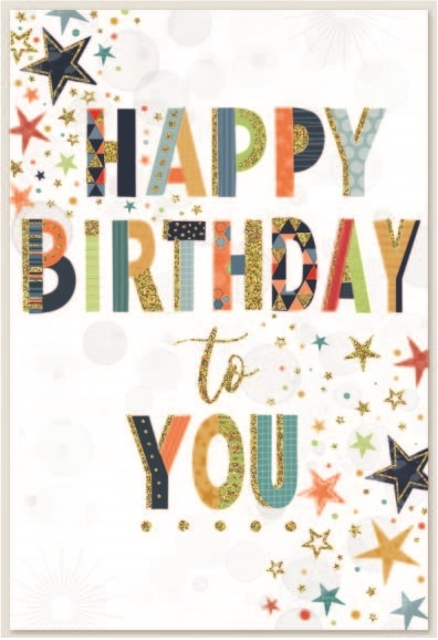 BIRTHDAY CARDS,Male 6`s Text & Stars