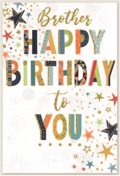 BIRTHDAY CARDS,Brother 6`s Text & Stars