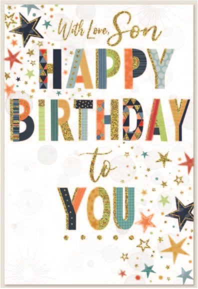 BIRTHDAY CARDS,Son 6`s Text & Stars