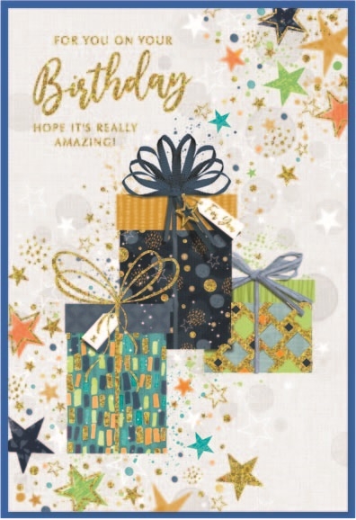 BIRTHDAY CARDS,Male 6`s Presents & Stars