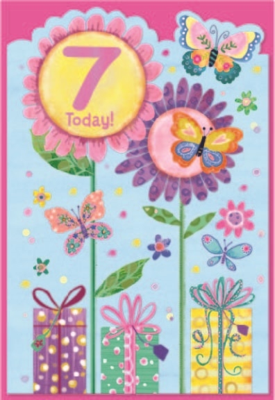 AGE 7 CARDS,Female 6`s Flowers & Presents