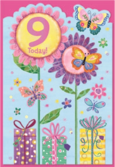 AGE 9 CARDS,Female 6`s Flowers & Presents