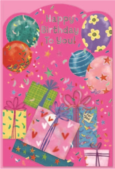 BIRTHDAY CARDS,Female 6`s Presents & Balloons