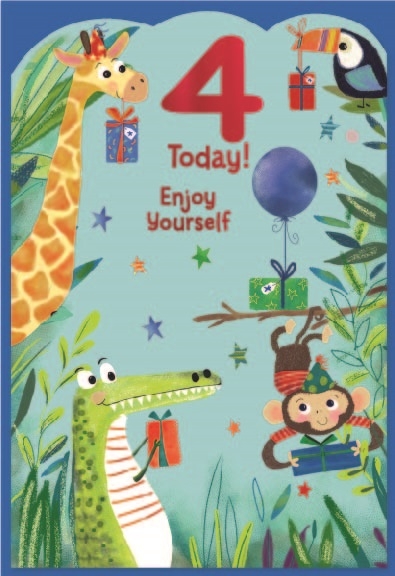 AGE 4 CARDS,Male 6`s Animals with Presents