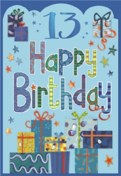 AGE 13 CARDS,Male 6`s Presents & Stars