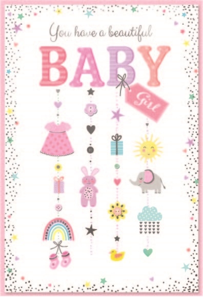 BABY GIRL CONGRATS.CARDS,6`s Pink Presents