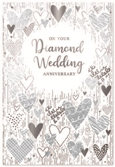 ANNIVERSARY CARDS,Your Diamond 6`s Silver Hearts