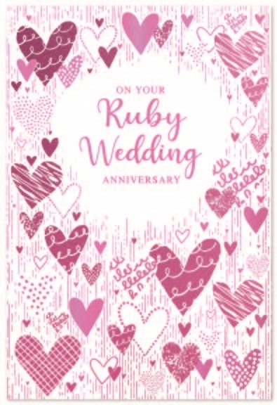ANNIVERSARY CARDS,Your Ruby 6`s Red Hearts
