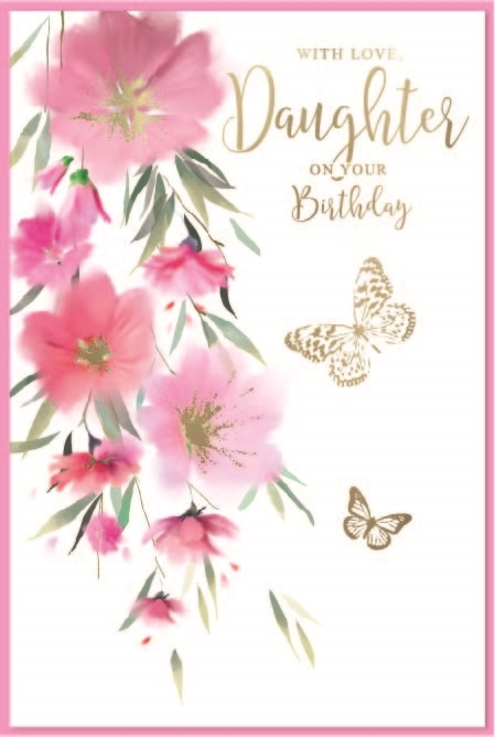 BIRTHDAY CARDS,Daughter 6`s Floral Butterflies