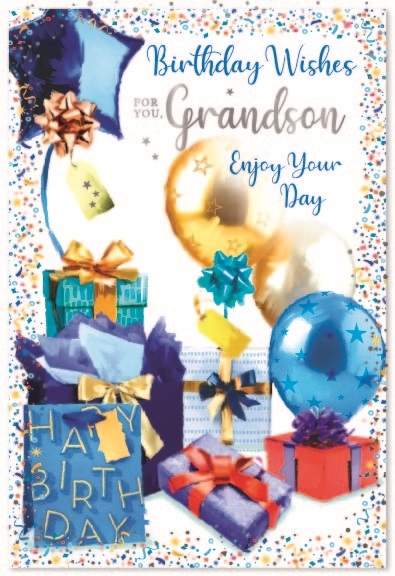 BIRTHDAY CARDS,Grandson 6`s Presents & Balloons