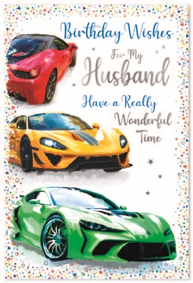 BIRTHDAY CARDS,Husband 6`s Sports Cars