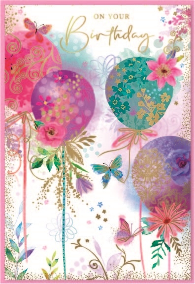 BIRTHDAY CARDS,Female 6`s Floral Balloons