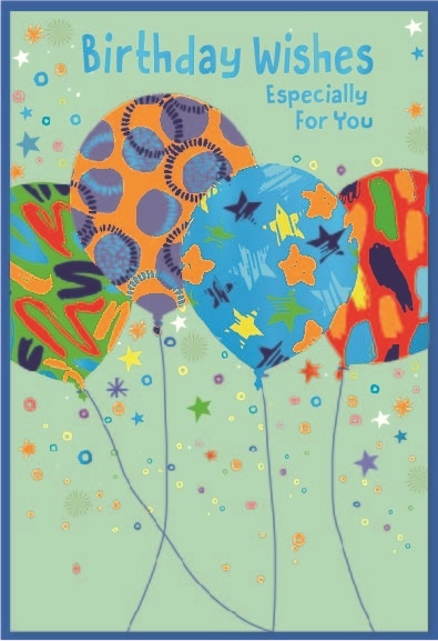 BIRTHDAY CARDS,Male 6`s Zingy Balloons