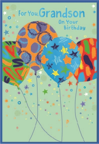 BIRTHDAY CARDS,Grandson 6`s Zingy Balloons