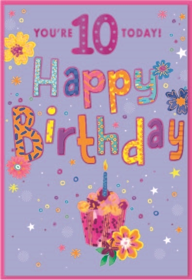 AGE 10 CARDS,Female 6`s Zingy Floral Cupcake