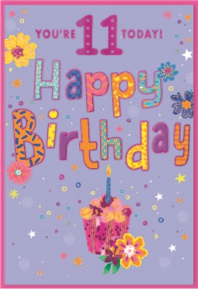 AGE 11 CARDS,Female 6`s Zingy Floral Cupcake