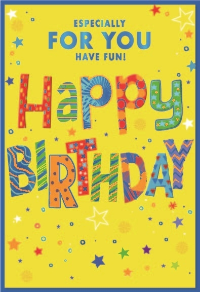 BIRTHDAY CARDS,Male 6`s Zingy Text & Stars