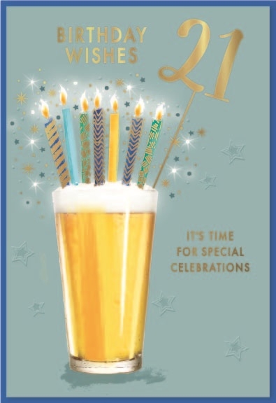 AGE 21 CARDS,Male 6`s Beer & Candles