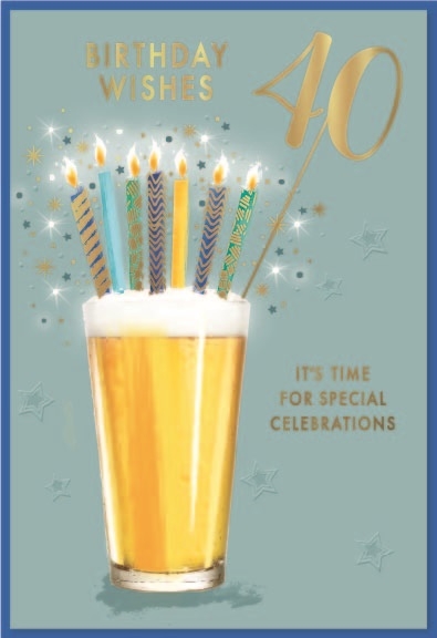 AGE 40 CARDS,Male 6`s Beer & Candles