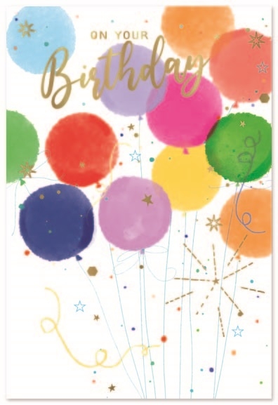 BIRTHDAY CARDS,Unisex 6`s Multi Coloured Balloons