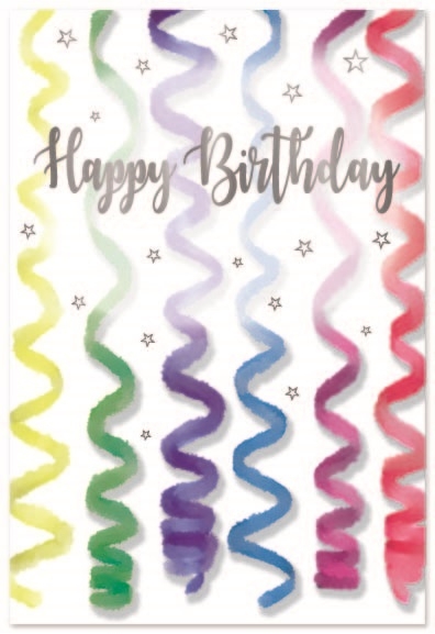 BIRTHDAY CARDS,Unisex 6`s Multi Coloured Streamers