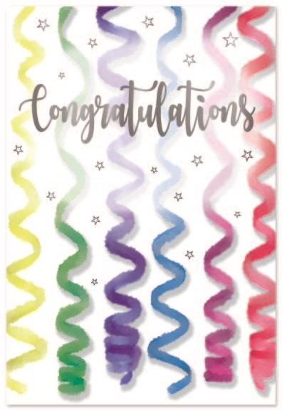 CONGRATULATIONS CARDS,Unisex 6`s Multi Coloured Streamers