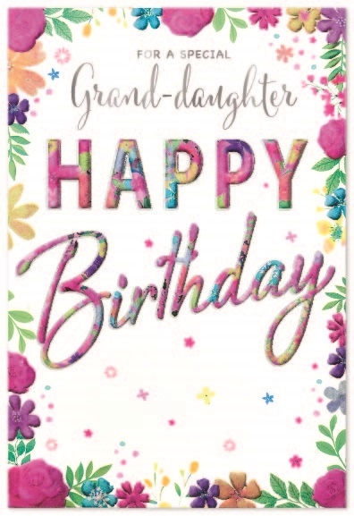 BIRTHDAY CARDS,Granddaughter 6`s Floral Text
