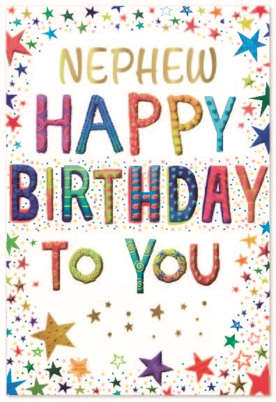 BIRTHDAY CARDS,Nephew 6`s Text & Stars