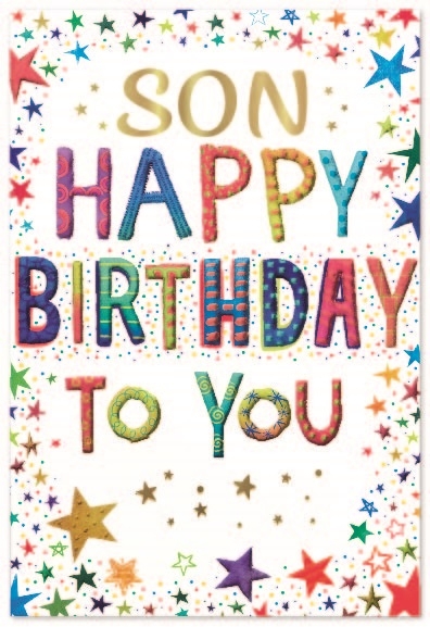 BIRTHDAY CARDS,Son 6`s Text & Stars