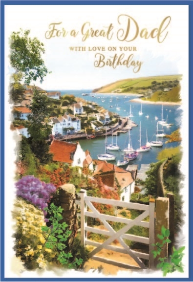 BIRTHDAY CARDS,Dad 6`s Coastal Village Scene