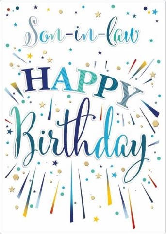 BIRTHDAY CARDS,Son in Law 6`s Text & Stars/Shapes
