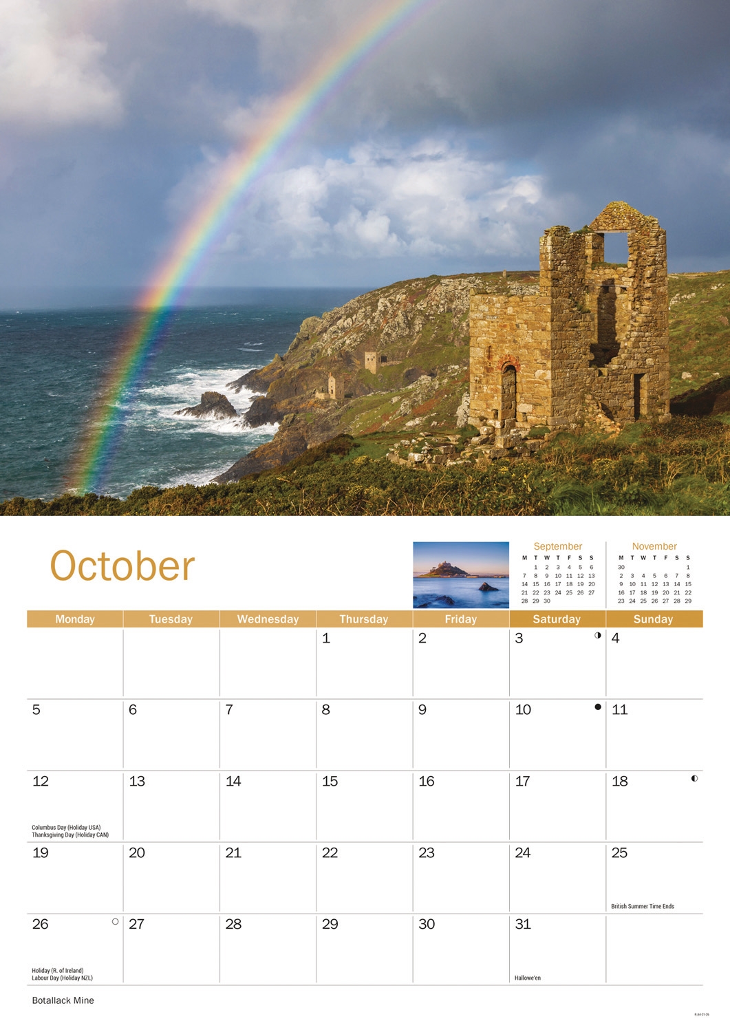CALENDAR,A4,Cornwall [Packs Only]