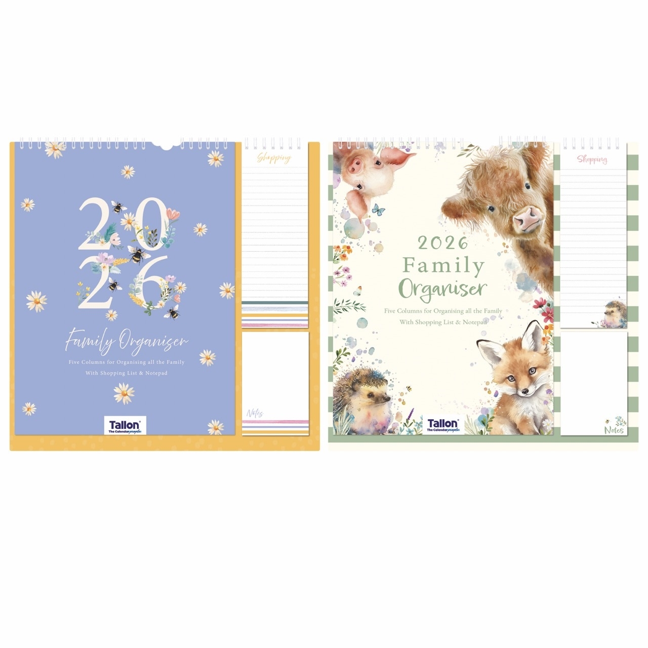 CALENDAR,Family Organiser Animals/Bee 2 Asst 2026 H/pk [Packs Only]