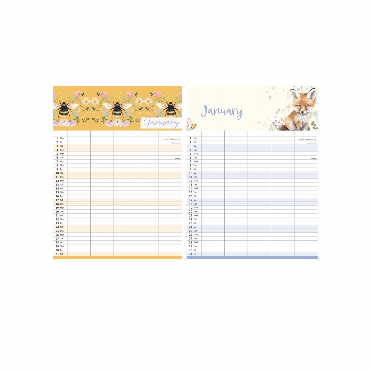 CALENDAR,Family Organiser Animals/Bee 2 Asst 2026 H/pk [Packs Only]