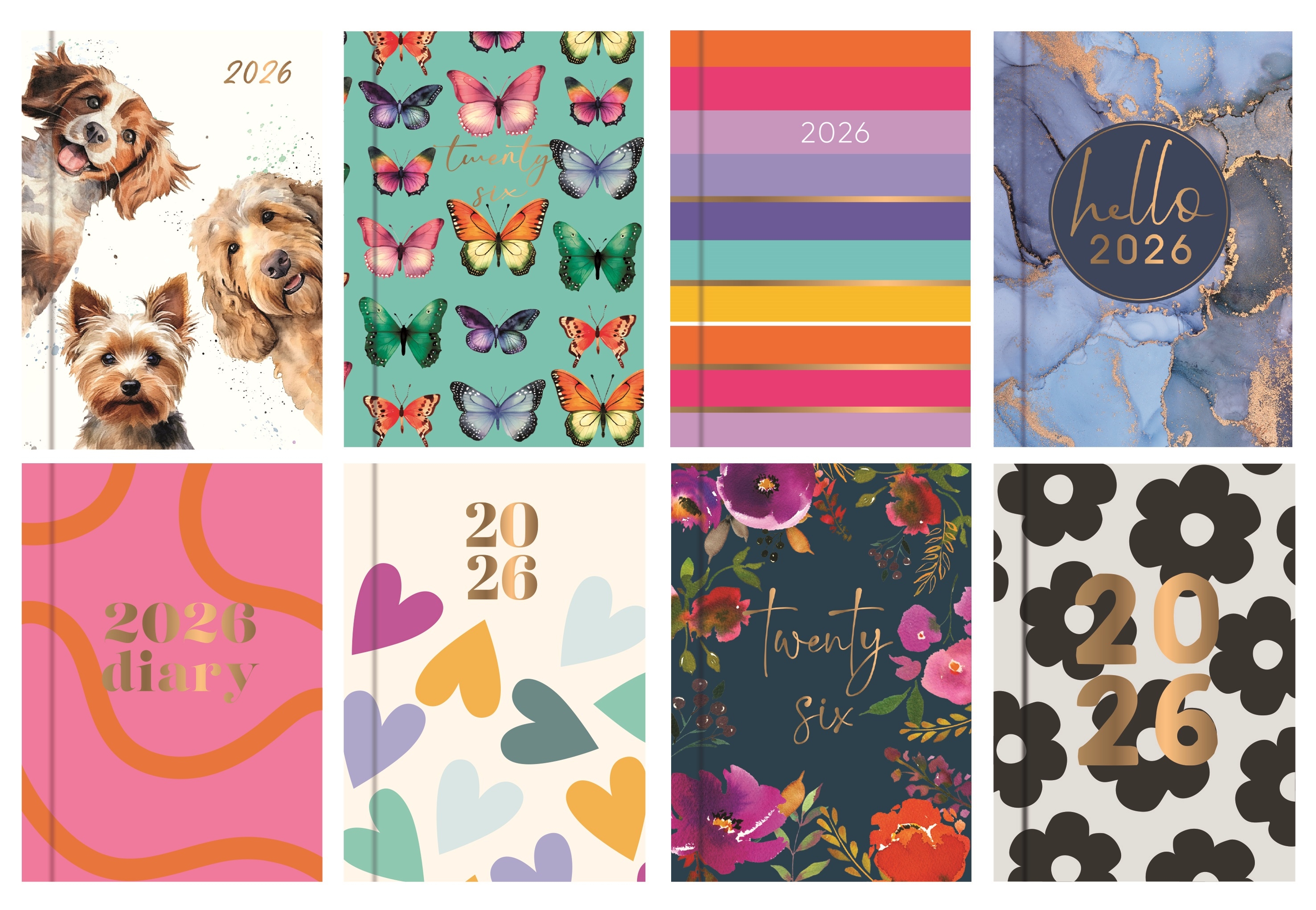 DIARY,Pocket,8 Asst. Designs Silver Foil Week to View 2026 [Packs Only]