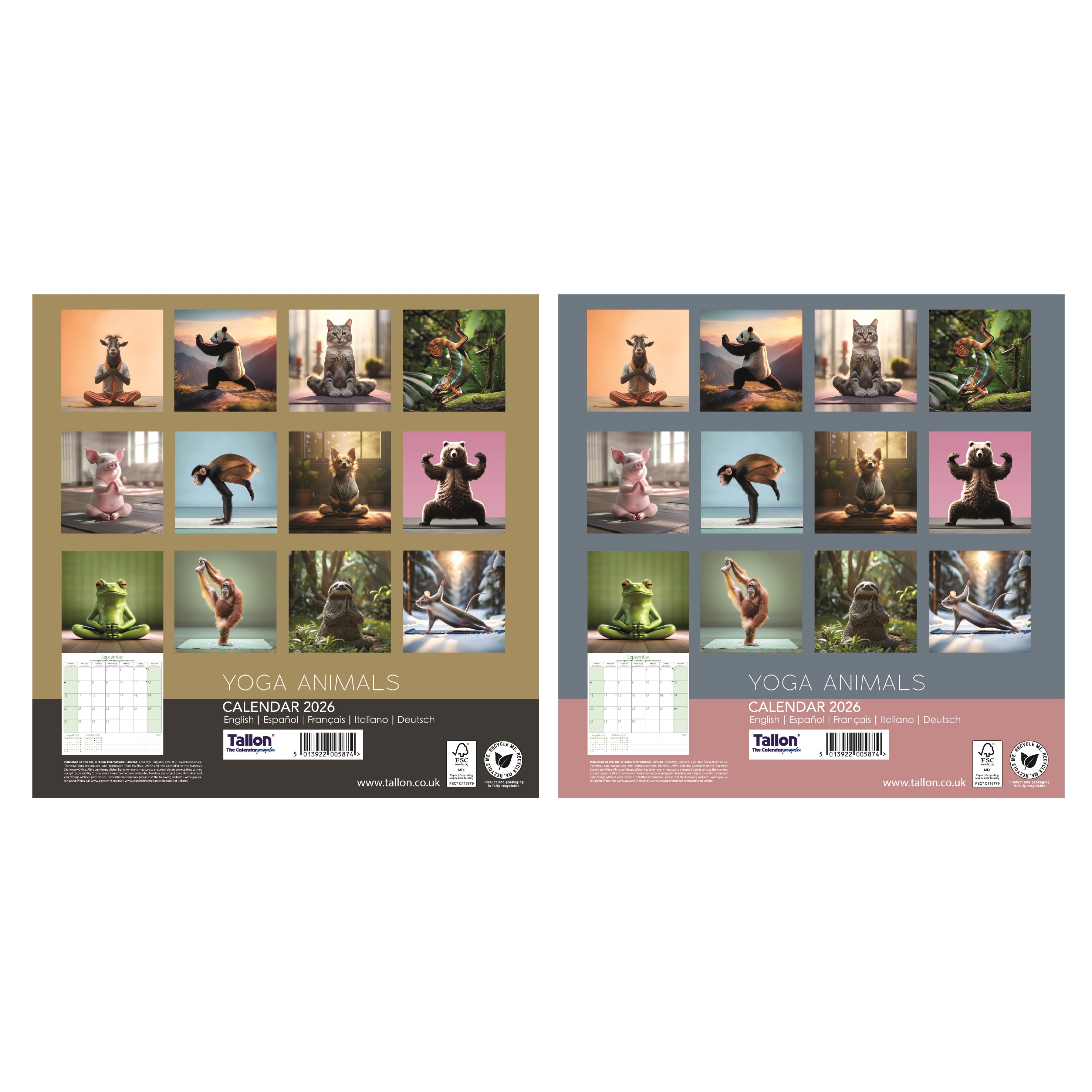 CALENDAR,Square,Yoga Animals Photographic 2026 [Packs Only]
