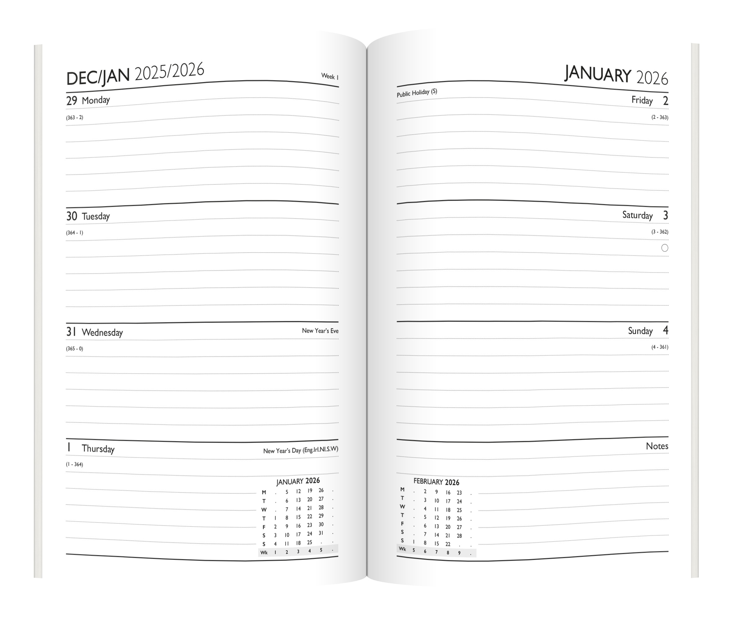 DIARY,A5 Week To View Floral Meadow 2026 CDU [Packs Only]