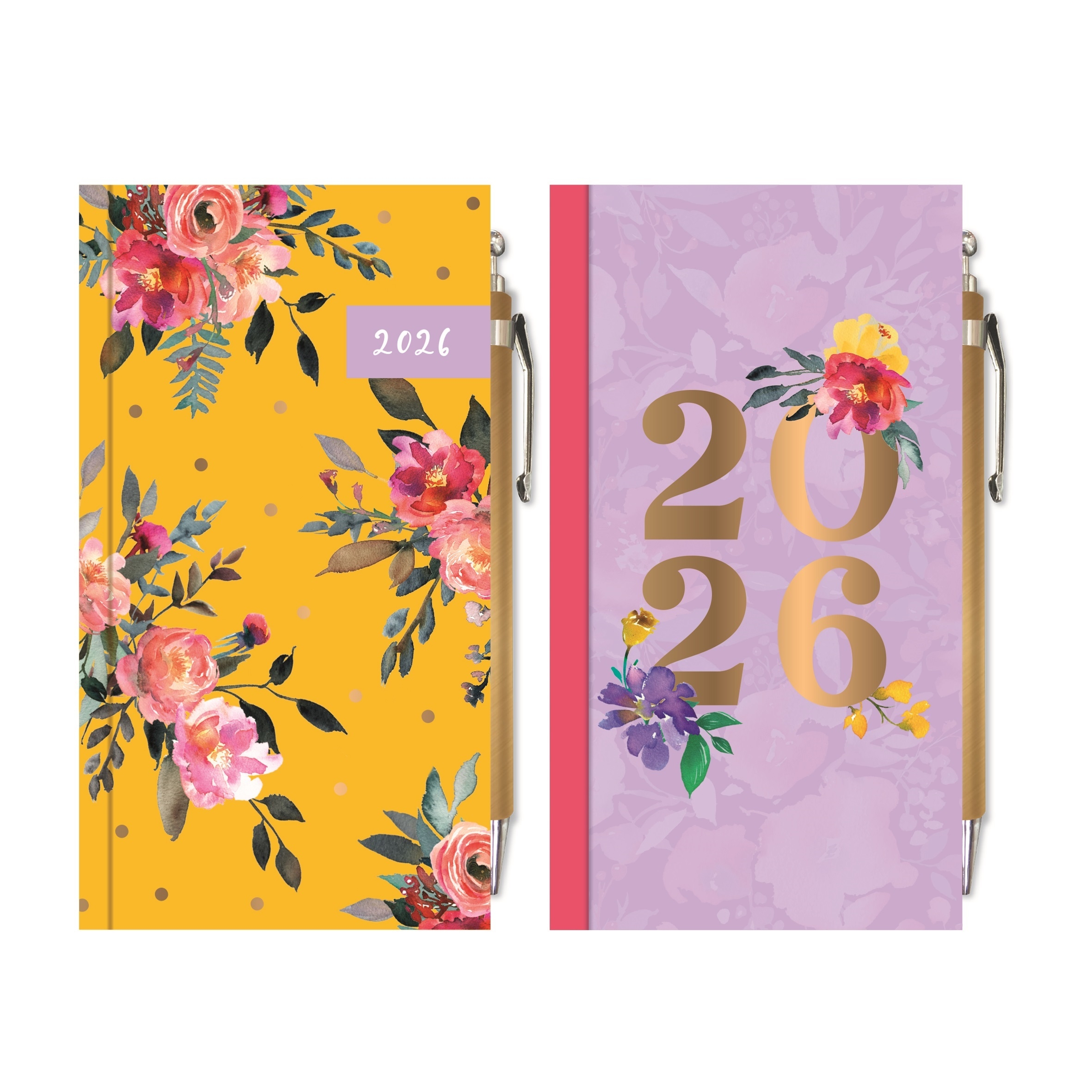 DIARY,Slim Floral With Pen Asst.Des. 2026 CDU [Packs Only]