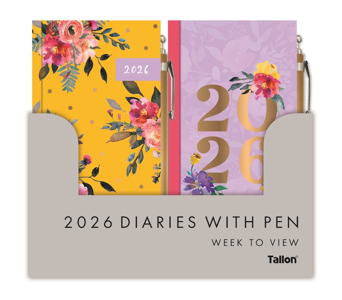 DIARY,Slim Floral With Pen Asst.Des. 2026 CDU [Packs Only]