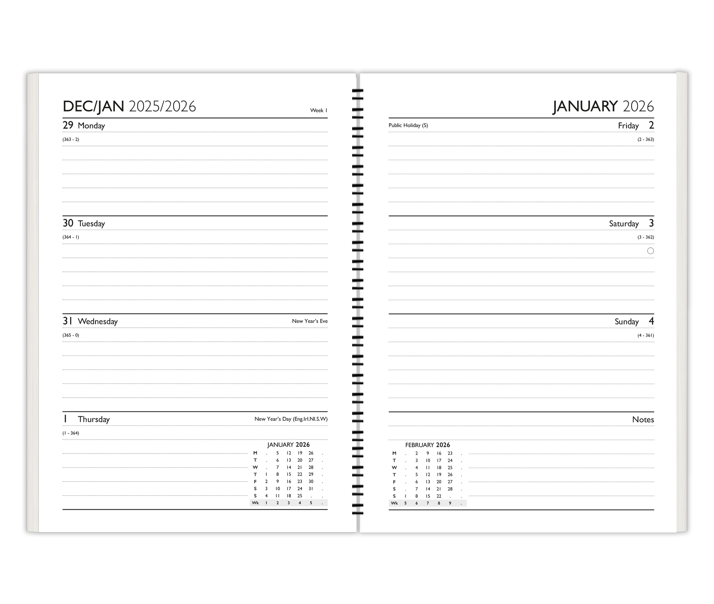 DIARY,A5 Week To View Brights Twin Wire 2026 [Packs Only]