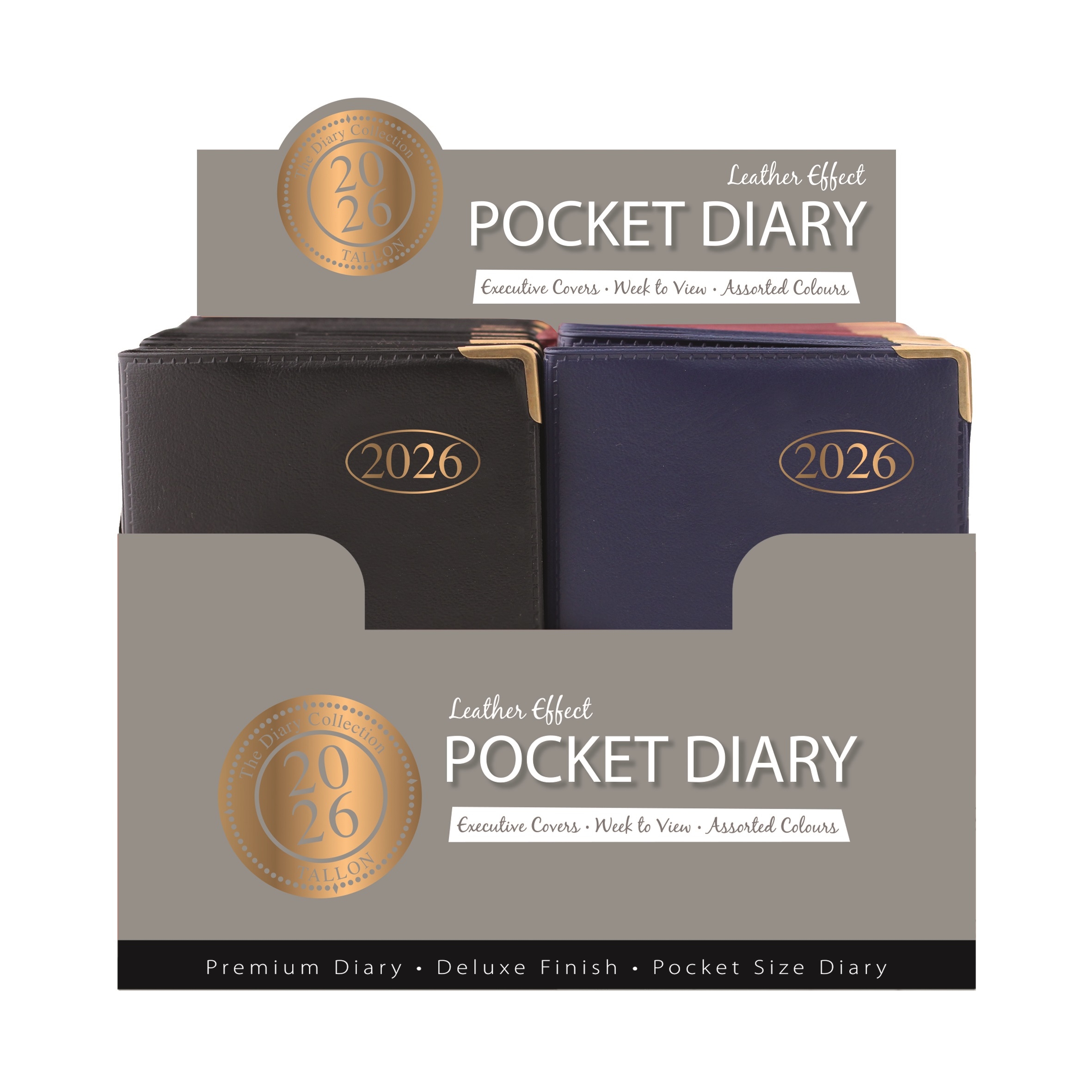 DIARY,Pocket,Brass Corners, Asst Cols. 2026 CDU [Packs Only]