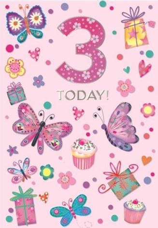 AGE 3 CARDS,Female 6`s Butterflies & Parcels
