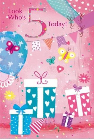 AGE 5 CARDS,Female 6`s Presents & Butterflies