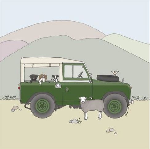 BLANK CARDS,6`s Landrover & Animals