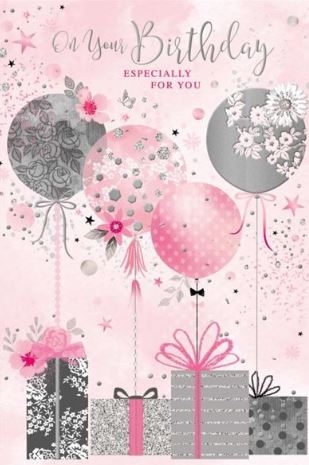 BIRTHDAY CARDS,6`s Floral Balloons