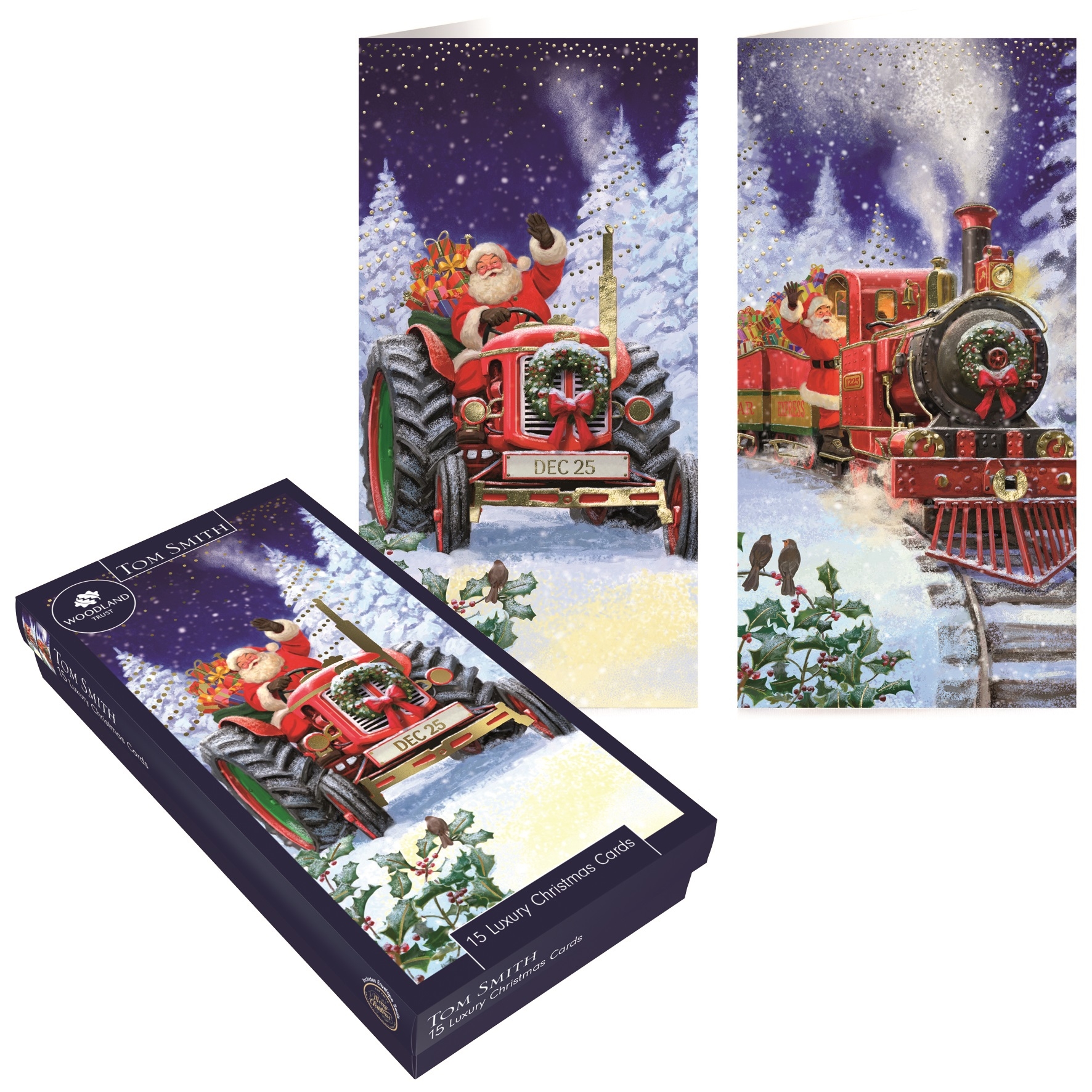 BOXED CARDS,Santa Train Slim 15`s [Splittable]